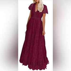 NWT Short Sleeve Floral Lace Wedding Dress Bridesmaid Cocktail Maxi Dress M